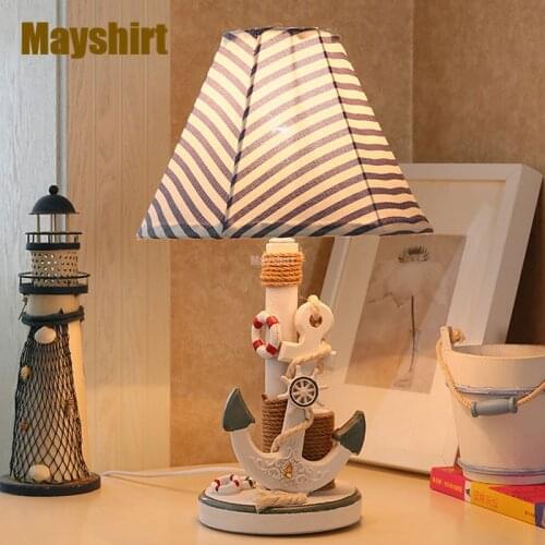 Mediterranean Boat Rudder Table Lamp for Bedroom Nordic Cute Cartoon Childrens Room Bedside Desk Lamp Living Room Decor Light