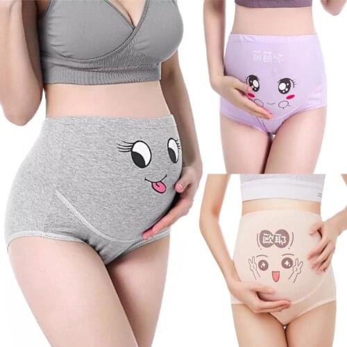 High Waist Maternity Underwear Adjustable Women Pregnant Belly Support Cartoon Pattern Breathable Cotton Panties Free Shipping