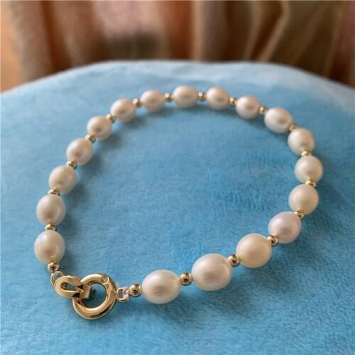 2019 New Genuine Natural Freshwater Baroque Pearl Bracelets & Bangles For Women Crystal Beads Jewelry Gift