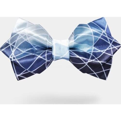 New Free Shipping FASHION male MENS 2017 Blue Printing Beam Starry Double Manual Grooms Best Man Hosting Wedding Bow Retro