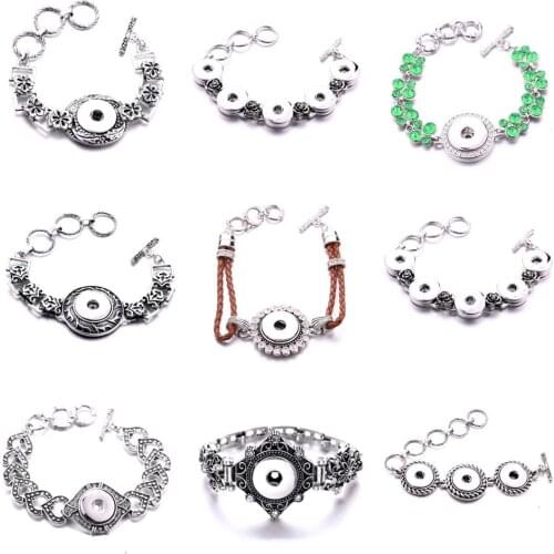 New 18mm Snap Jewelry 30 Style Metal Snap Button Bracelet Fit 18mm Snap Buttons DIY Snap Bangle Button Bracelets