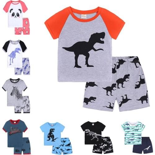 Girls boys clothes toddler costume kids outfits 2019 summer clothing Short Sleeve Cartoon Dinosaur animal print T shirt+Shorts