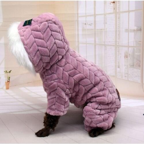 Pet Clothes Cotton Clothes Big Fur Collar British Four-legged Cclothes Dog Coat Cat Clothes Thick Warm Jacket