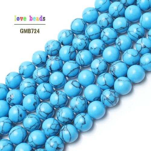 Wholesale Dark blue Turquoises Round Beads15.5" Pick Size 4 6 8 10 12mm For Jewelry Making (F00156)