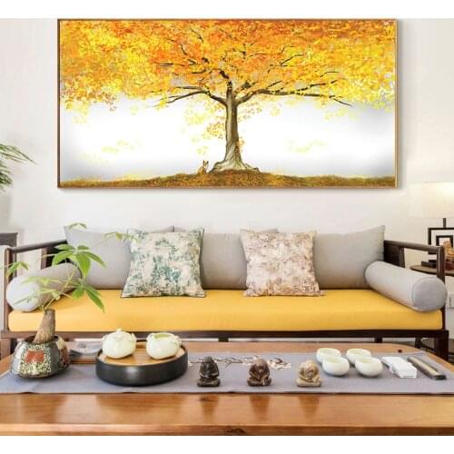 Autumn Fallen Leaves Posters Yellow Tree Canvas Paintings Landscape Art Picture On The Wall Home Decoration Cuadros For Bedroom
