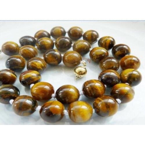 Fine jewelry Fashion Handmade 10mm 12mmTiger Eye Round Beads Necklace 18inch AAA free shipping