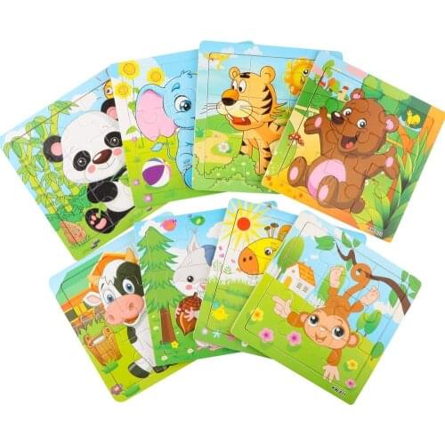 Wooden Puzzles New Sale 24 Style Cartoon Wooden Puzzle Children Animal/ Vehicle Jigsaw Toy 2-6 Year Baby Early Education