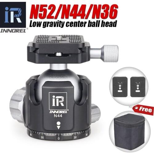 N52/N44/N36 Professional Tripod Head Low Profile Gravity Center Panoramic Photo Ball Head Double U Notch for Digital DSLR Camera