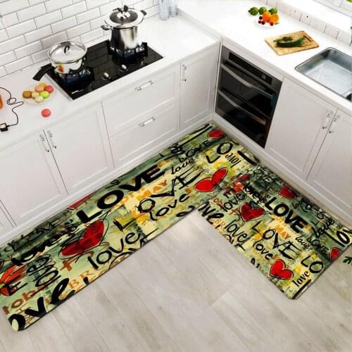 Love Pattern Carpet Kitchen Mat Entrance Doormat Bedroom Home Floor Decoration Living Room Carpet Bathroom Anti-slip Rug