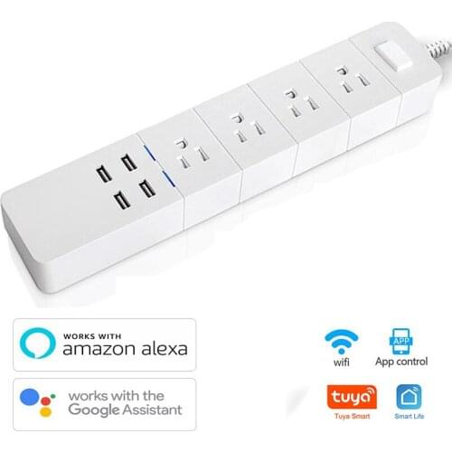 Extension Socket US WiFi Smart Outlet Plug With 4 USB Ports Timing SmartLife Remote Control Compatible With Alexa Google Home