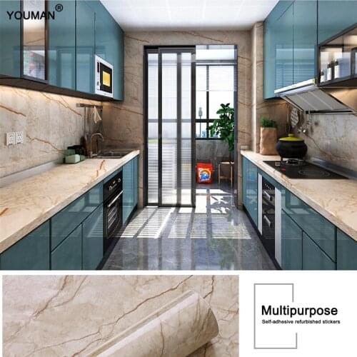 Furniture Renovation Marble Sticker Kitchen Cabinet Wardrobe Decoration Wallpaper Bathroom Waterproof Cupboard Table Stickers