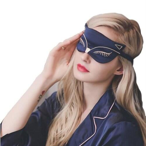 Sex fox Upscale Silk Sleep Eye Mask Portable Travel Rest Aid Soft Cover Eye Patch Hot sale Eyeshade Sleeping Mask Case MR090