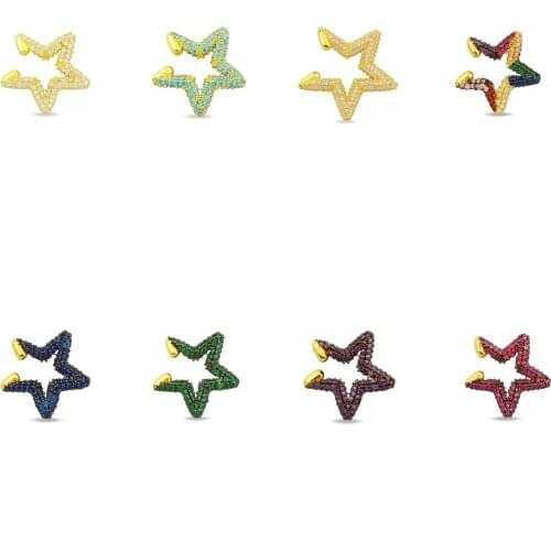 Star Earring For Women Gold Color Micro Pave Multi Color Rainbow Fashion Jewelry