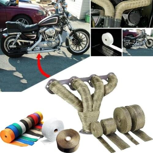 5M Roll Fiberglass Heat Shield Motorcycle Exhaust Thermal Tape Header Pipe Heat Wrap Tape Thermal Protection with Stainless Ties