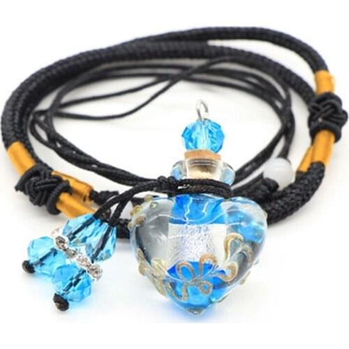 Mini Empty Essential Oil Bottle Pendant Necklace Colorful Cosmetics Container Accessory Necklace Handmade Glass Perfume Bottle