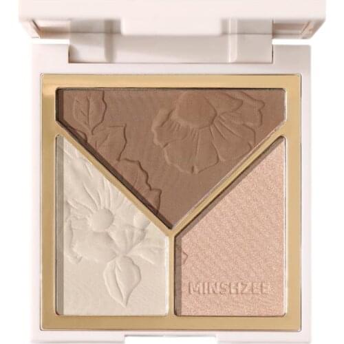 TT Loreal Genuine Three-Color Highlight Repair Blush Shadow Nose Shadow Three-in-One Makeup Palette Glitter Brightening Matte