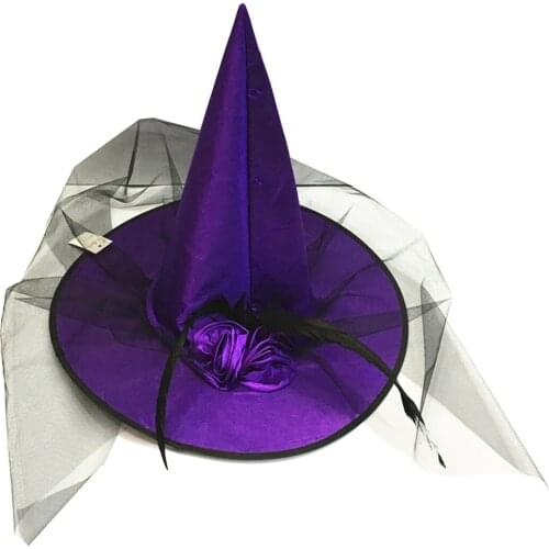Halloween Women Witch Hat Large Ruched Halloween Witch Hat Halloween Costume Accessory for Halloween Party Favor Black