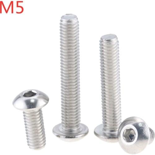 10PCS M5x6-50 8 20 30 40 304 Stainless Steel Hexagon Hex Socket Button Head Screw Bolts Round Head Screw Standoff ISO7380 M5*6