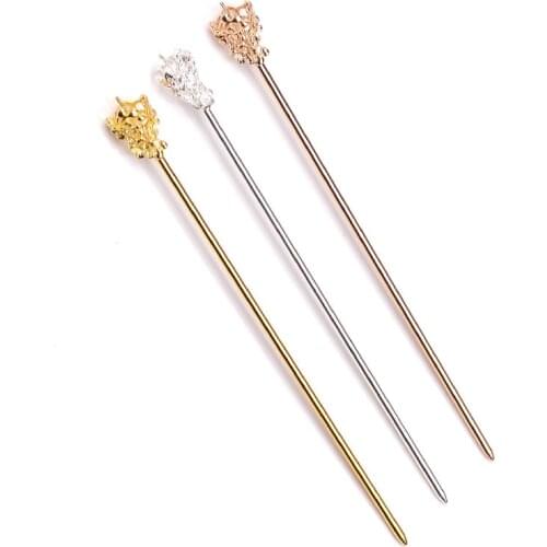 10 PCS 150mm Vintage Metal Pure Copper Hair Sticks DIY Handmade Gold Silver color KC Gold Hair Decorations Jewelry Findings