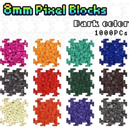 3D Dark Color Pixel Blocks 1000pcs 8*8mm Micro Diamond Building Blocks DIY Puzzle Childrens Toy Educational For Kids Gifts