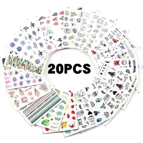 20 nail water stickers DIY black abstract image nail art paper decoration nail art tattoo creative design watermark decal tool