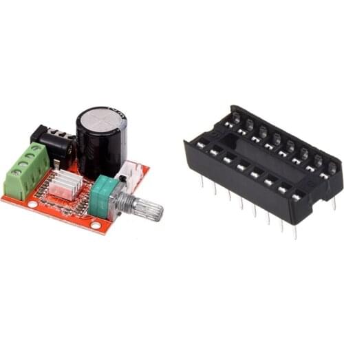 30 Pcs 16 Pin 2.54Mm DIP IC Socket Solder Type Adaptors & 1 Pcs Mini Hi-Fi o Stereo Amplifier D Class Module