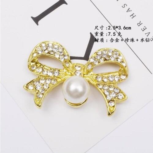 50pcs Bowknot Pearl Crystal Rhinestone Appliques strass Flatback Shoes Bag Brooch Buckle Button Wedding Hairpin Hair Clip Decor