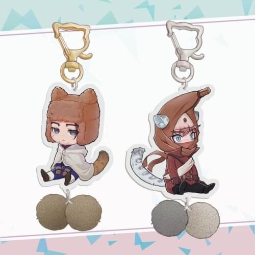 Anime Golden Kamuy Sugimoto Saichi Kochoube Asuko Acrylic Keychain Pendant Bags Charm Keyring Hairball Decor Collectible Gifts
