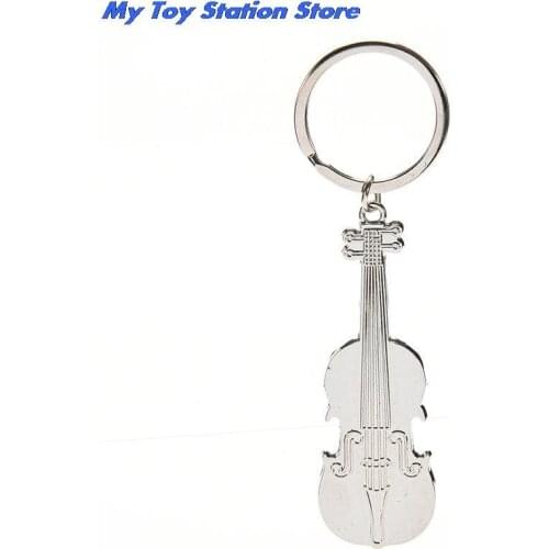 7*2.5cm Creative design 1Pc Mini Violin Charm Metal Key Ring Chain Music Keyring Toy Keychain 10cm