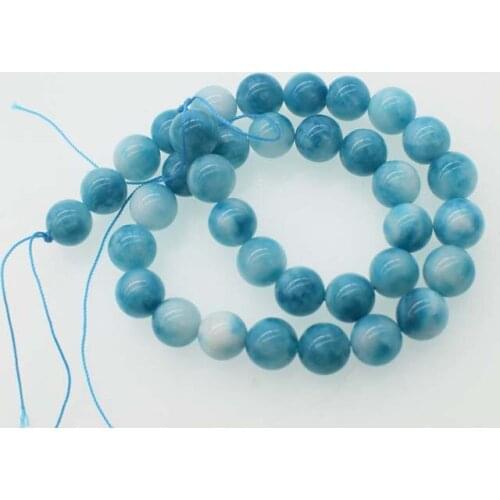 Loose beads white and blue jasper round 10mm 15" for DIY jewelry making FPPJ wholesale beads nature gem stone