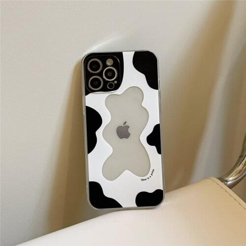 Ottwn Cute Cow Pattern Phone Case For iPhone 11 12 Pro Max X XR XS 7 8 Plus SE 2020 Soft Silicone Clear Shockproof Back Cover