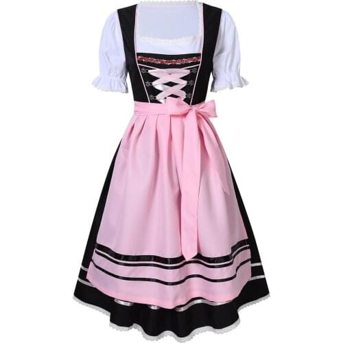 Ladies Oktoberfest Dirndl Taverniere Festival Carnival Costume Deguisement Short 3PC Waitress Beer Maid Girl Fancy Dress