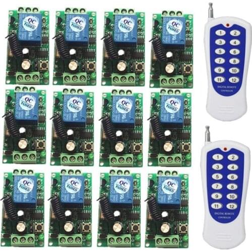 DC 12V 1CH RF Wireless Remote Control Switch System Receivers +Transmitter Control Momentary Toggle 315/433mhz