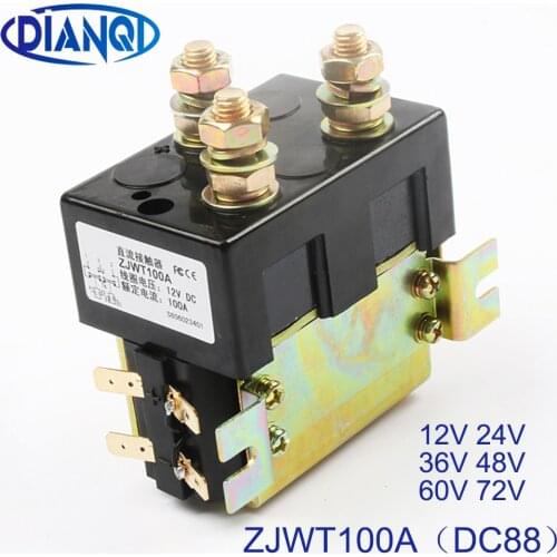 DIANQI DC88 2NO+2NC 12V 24V 36V 48V 60V 72V DC Contactor ZJWT100A for motor forklift handling drawing grab wehicle car winch