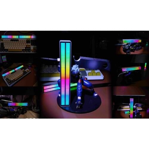 Dual-row voice-activated pickup rhythm light car RGB desktop creative boy and girl friend gift LED multi-color multi-mode