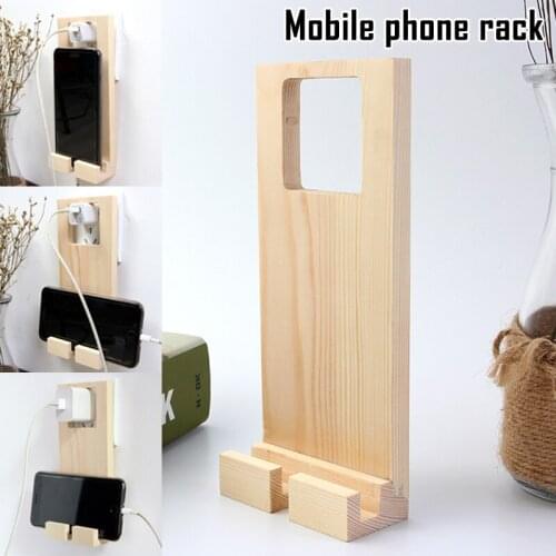 Etmakit 1 Pcs Mobile Phone Holder Wall Mount Bracket Wooden Stand Portable for Charging NK-Shopping