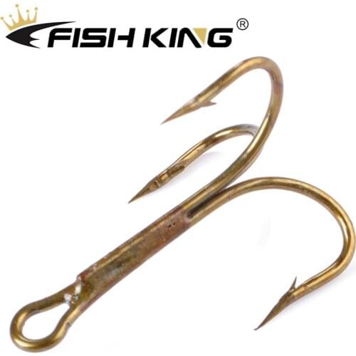 FISH KING 20pcs/pack Fishing Hook High Carbon Steel Treble Overturned Hooks Fishing Tackle Super Sharp Triple Hooks For Bass