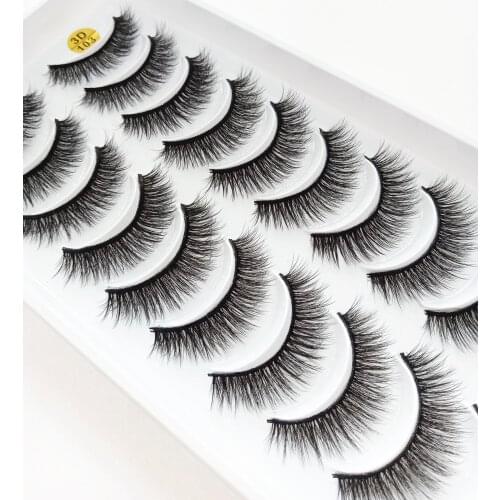 HBZGTLAD 10pairs 3D Mink Lashes Natural Long False Eyelashes Dramatic Volume Fake Lashes Makeup Eyelash Extension Silk Eyelashes