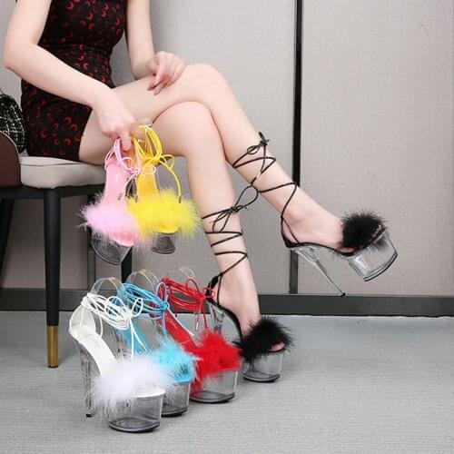HOKSVZY Summer Stripper Heels Catwalk Car Model Patent Leather 17CM Sandals Extra High Heels Stiletto Sandals for Women LFD