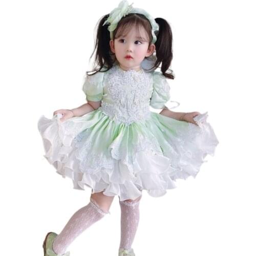 Custom New Lolita Court Girl Kids Holiday EID Dress Summer Baby Dress Birthday Party Dress Children Gift Flower Girl Dresses