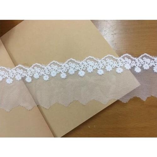 Exquisite embroidery mesh lace white cotton mesh embroidery lace accessories 6cm wide