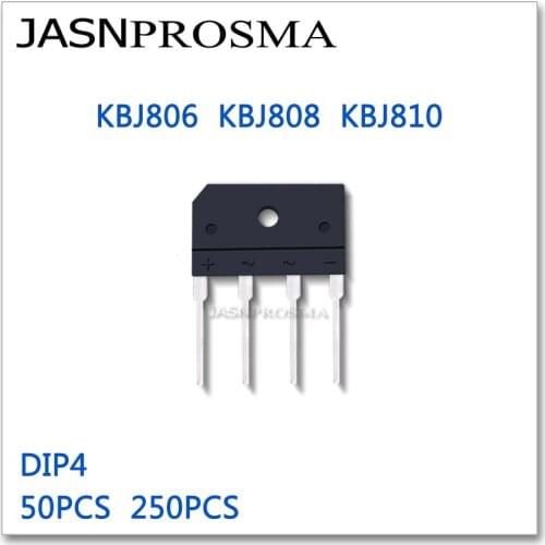JASNPROSMA 50PCS 250PCS DIP4 KBJ806 KBJ808 KBJ810 KBJ806G KBJ808G KBJ810G New goods BRIDGE RECTIFIER