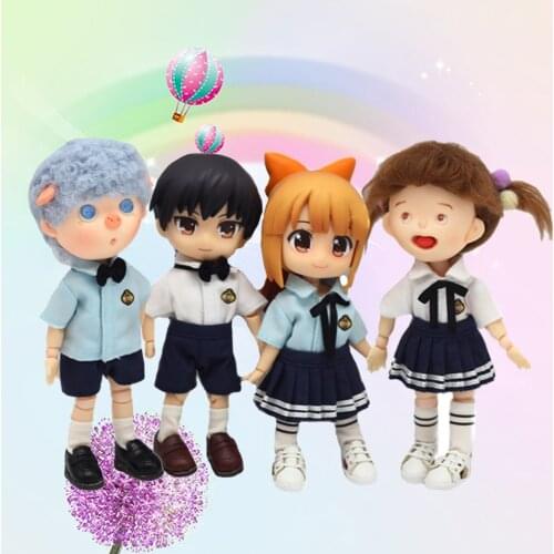 New 3pcs/set =T-shirt+Skirt+Socks Doll Clothes School Uniforms Suit for ob11,obitsu 11,Mollys,1/12bjd Doll Accessories Cothing