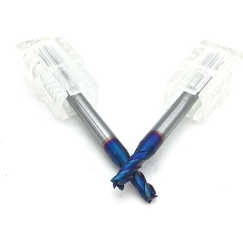 1PC 3mm End Mill HRC65 4 Flute D3*9*4*50 50mm Long Fattened End Mills Straight Slim Shank nACo-Blue Coated Milling Cutter