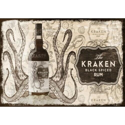 Kraken Spiced Rum Vintage Metal sign plaque Bar pub man cave retro drink alcohol