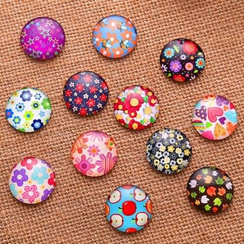 20mm Mixed Style Round Glass Cabochon Dome Jewelry Finding Cameo Pendant Settings 20pcs/lot K04787