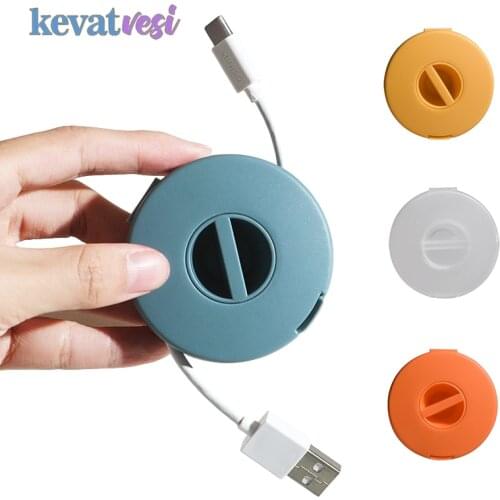 Cable Container Round Wire Winder Box Portable Phone Data Cable Storage Box Case USB Charger Holder Wire Management Box