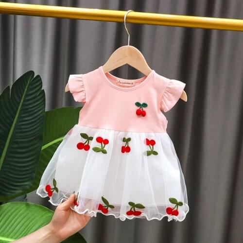 Summer 1st baby birthday girls clothes princess tutu dresses dress for newborn girls baby clothing outfit embroidery mesh dress