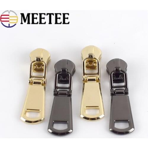 Meetee 5# Spring Lock Zipper Sliders for Metal Zippers Wallet Purse Zipper Head Zip Repair Kits DIY Sewing Accessories
