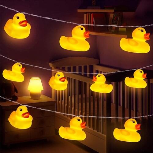 10Leds/20Leds Mini Yellow Duck LED String Light Glow Indoor Outdoor Xmas Wedding Party Battery Operated LED Fairy Light Lamp